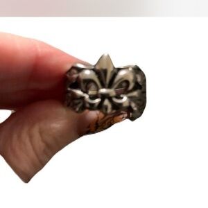 Men’s Stainless Steel Fleur de Lis Ring – Size 12, Biker & Statement Style